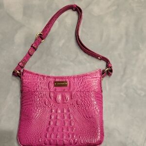 Brahmin Jody Pink Melbourne Croc-embossed Leather Crossbody Shoulder Bag